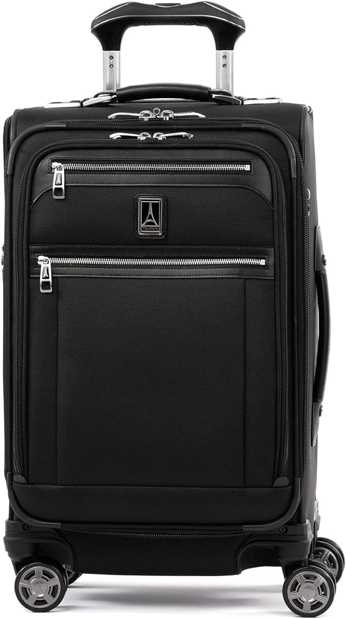 Travelpro Platinum Elite Softside Expandable Carry-on Luggage, 8 Wheel Spinner Suitcase, USB Port, Suiter, Carry On 21-Inch, Shadow Black