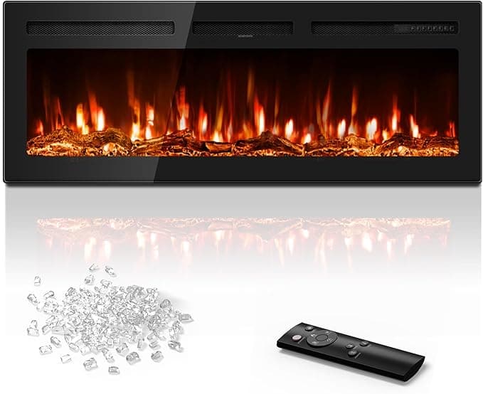 Manastin 50 inch Electric Fireplace in-Wall Recessed and Wall Mounted with Remote Control