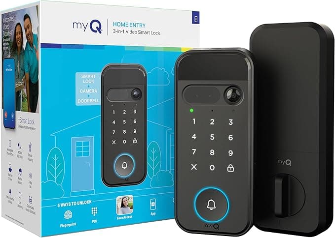 myQ Secure View 3-in-1 Smart Lock with 2K HDR Video Doorbell Camera, Face Access, Fingerprint Access, PIN & App Control