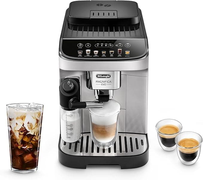 De'Longhi Magnifica Evo Automatic Espresso & Coffee Machine with Auto Milk Frother, Built-in Grinder & Auto-Clean Function - ECAM29084SB, Silver