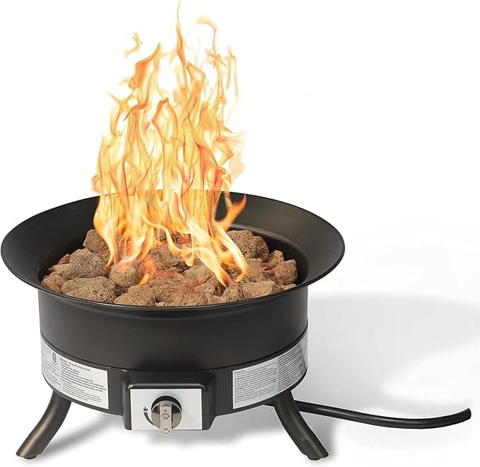 Amazon Basics 19-inch Portable Propane Fire Pit, 55,000 BTU, Round Gas with Carry Strap