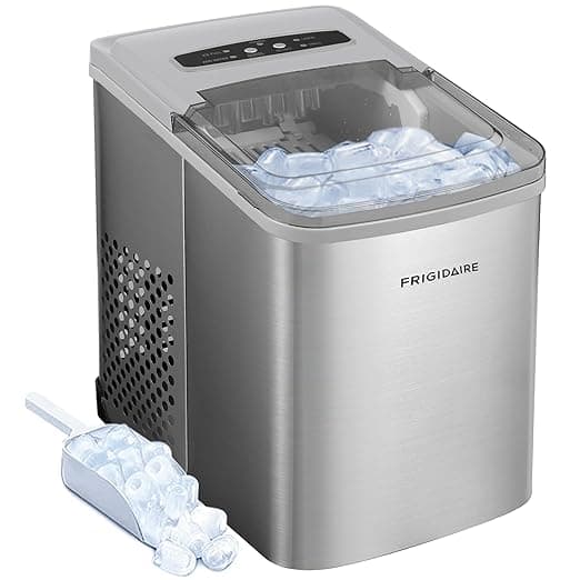 Frigidaire 26 Lbs per Day Portable Compact Ice Maker, Stainless Steel