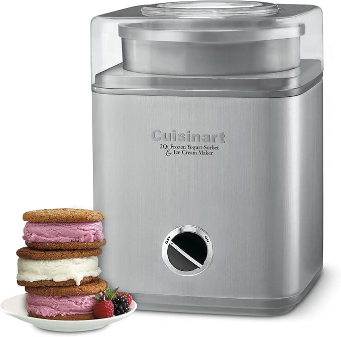 Cuisinart Ice Cream Maker Machine, 2-Quart Double-Insulated Freezer Bowl, Fully Automatic, Under 30 Minutes, ICE30BCP1, Silver