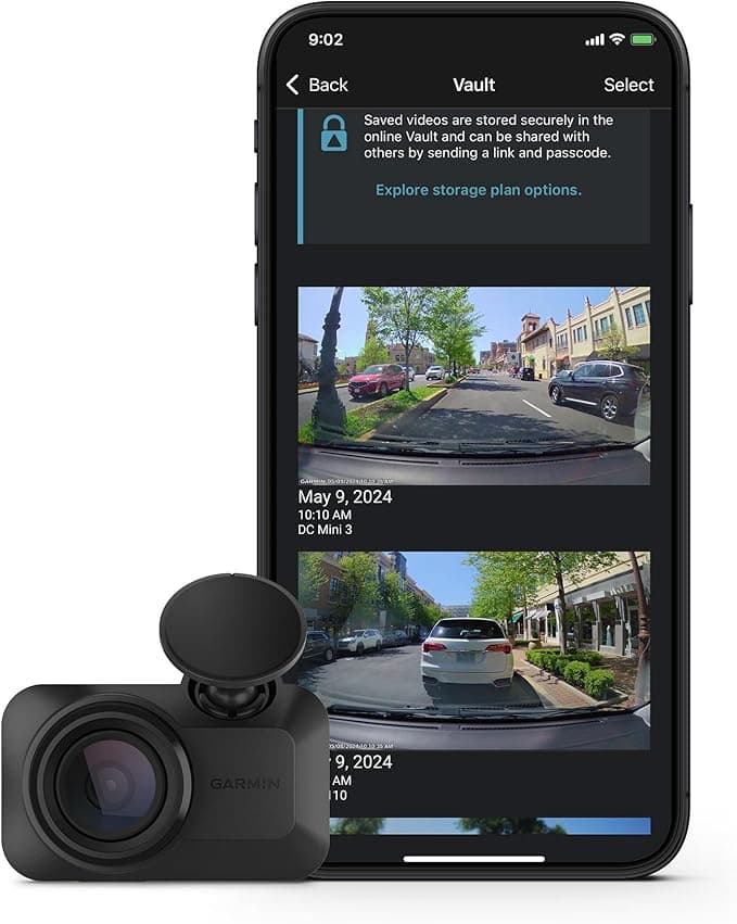 Garmin Dash Cam Mini 3, Ultracompact 1080p HD Dash Cam with 140-degree Field of View, Built-in Clarity Polarizer, Voice Controlled, Automatic Recording