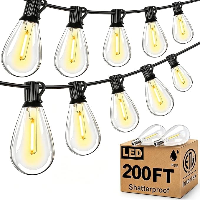 Tenmiro 200FT Outdoor String Lights — Ultra-Long S11 Shatterproof Edison Bulbs, Waterproof, Warm White 2700K