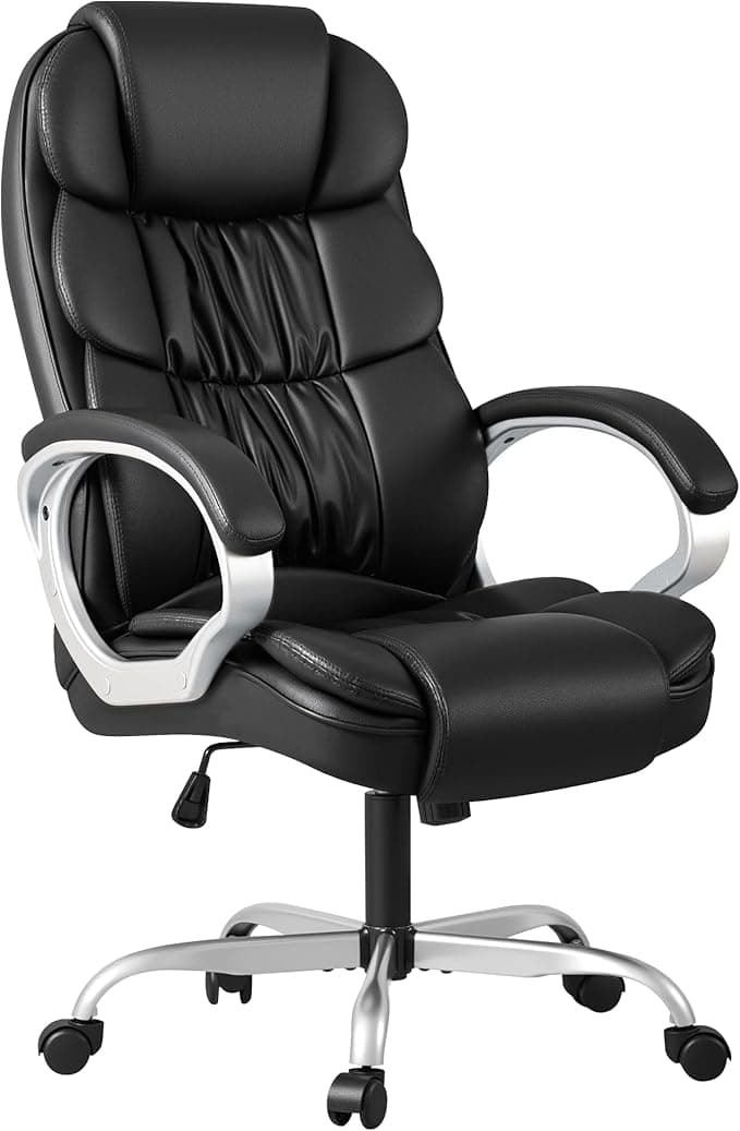 Homall Office Chair High Back Computer Desk Chair, PU Leather Adjustable Height Modern Executive Swivel Task Chair with Padded Armrests and Lumbar Support