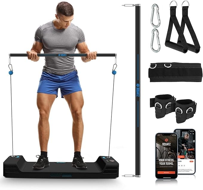 SQUATZ Apollo Board Mini - 150 lb Smart Cable Machine Functional Trainer with Free App