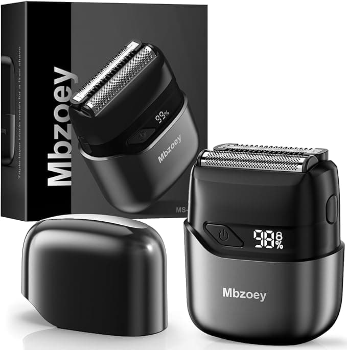 Mbzoey Electric Foil Shavers for Men: Mini Electric Razor for Face - IPX7 Waterproof Cordless Razor with LED Display & Fast Charge - Micro-Comb Technology & Precision Blades