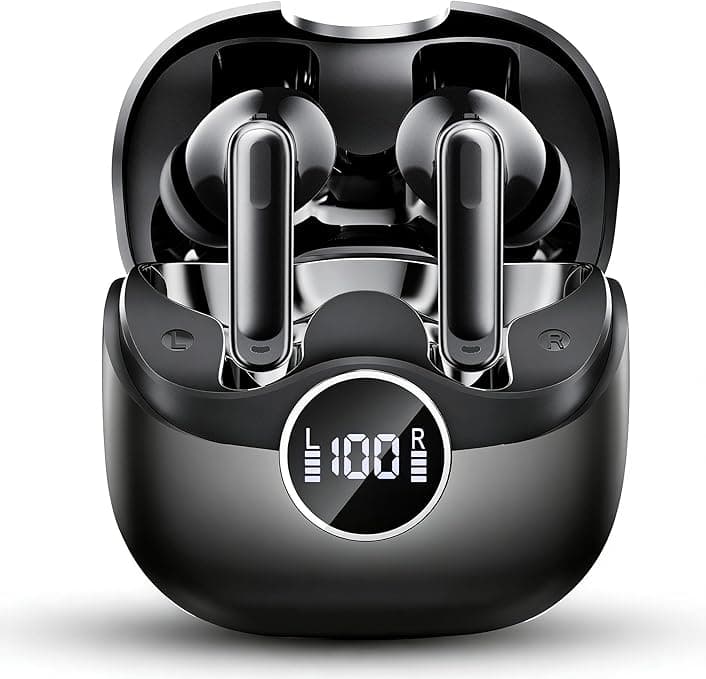 xinwld Adaptive Hybrid ANC Wireless Earbuds, 6 Mics ENC, Hi-Res Audio Deep Bass, Bluetooth 5.4, 40H Playtime, Wireless Charging, Black