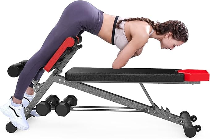 Finer Form Multi-Functional Weight Bench for Full Body Workout - Adjustable Bench Press, Hyperextension, Roman Chair, Sit Up