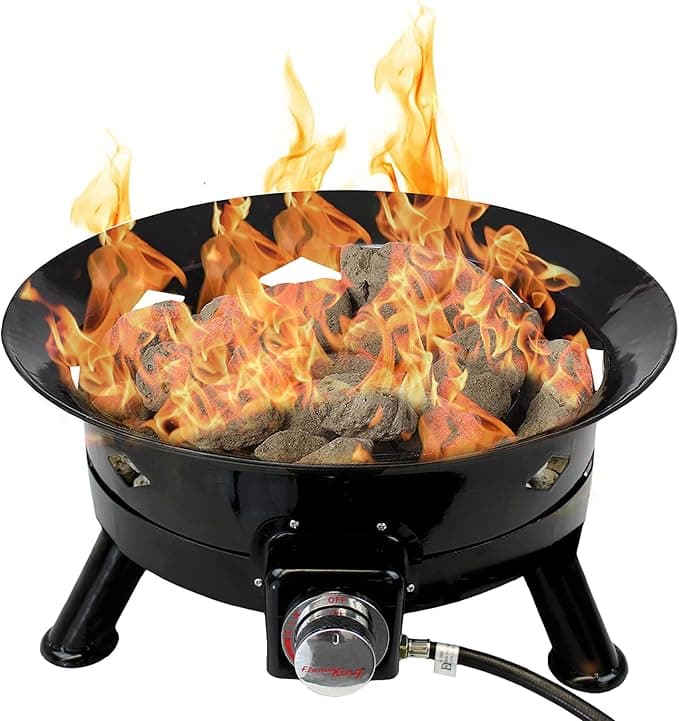 Flame King 24-inch Smokeless Portable Propane Fire Pit, 58,000 BTU with Self Igniter, Cover, Carry Straps