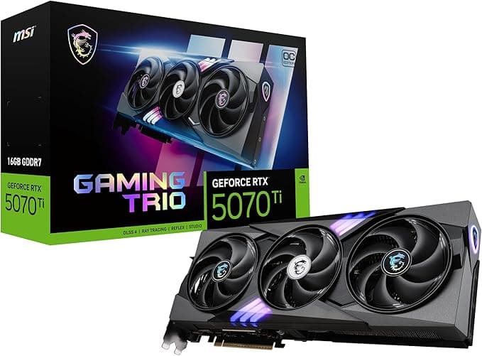 MSI Gaming RTX 5070 Ti 16G Gaming Trio OC Graphics Card (16GB GDDR7, 256-bit, Blackwell Architecture)