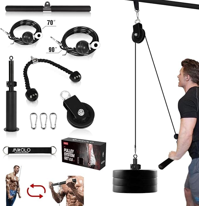 Mikolo Fitness LAT and Lift Pulley System - Dual Cab…