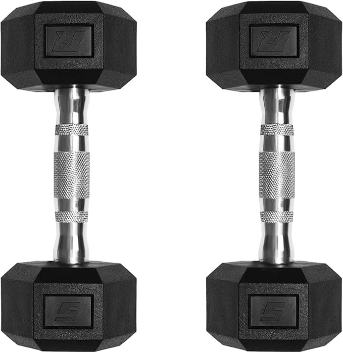 RitFit 5-650 lb PVC Encased Hex Dumbbells with Chrome Handle - Optional Rack
