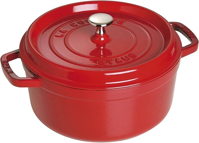 Staub Cast Iron Round Cocotte Dutch Oven 4-Quart Made in France in Cherry