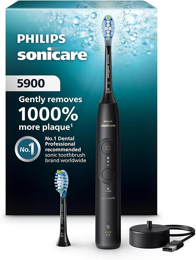 Philips Sonicare 5900 Series Electric Toothbrush - Next-Generation Sonicare Technology, Pressure Sensor, 6 Brushing Settings, 21-Day Runtime, Black