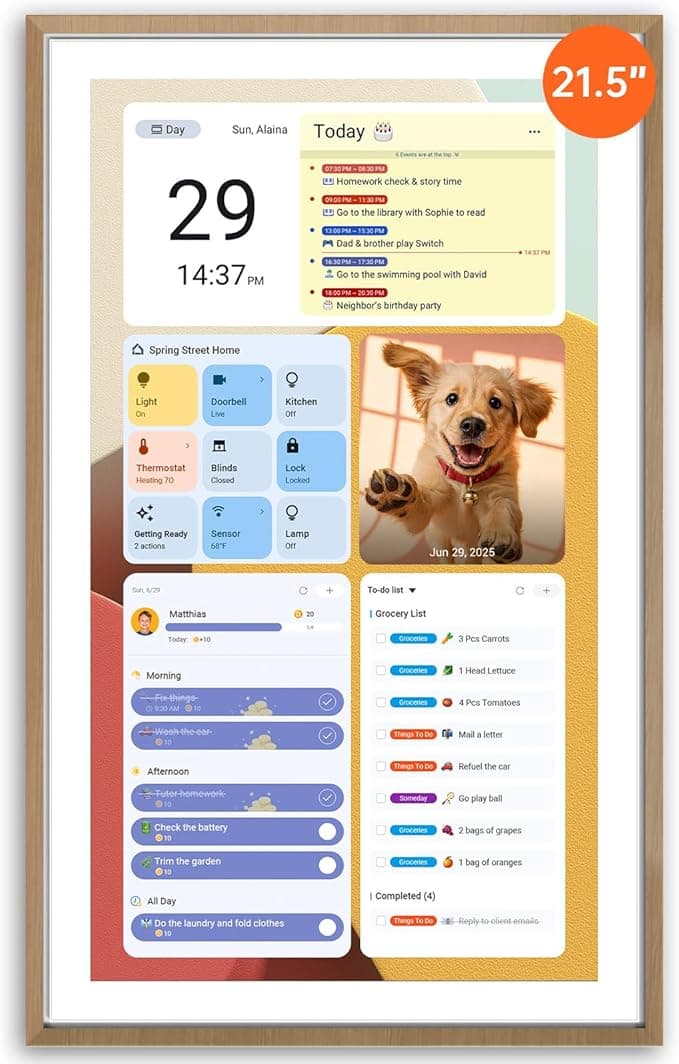 Apolosign 21.5-inch Digital Calendar: Dual Mode Smart Wall Planner, No Subscription, Install Apps, Sync Calendars, Electronic Touchscreen Interactive Display