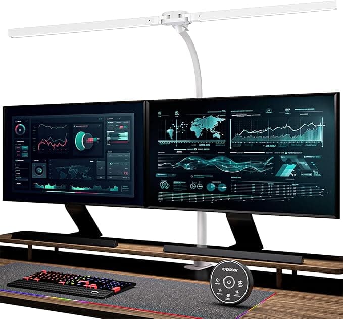 EYOCEAN 31.5" Double-Head Desk Lamp with Clamp and Remote Control