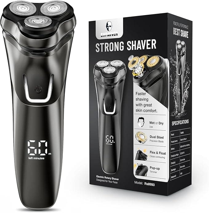 SHPAVVER Electric Razor for Men Cordless: Mens Electric Shavers, 4D Flex Blades & Sensitive Skin - USB Fast Charging, Pop-up Trimmer, Waterproof, Travel Lock A1 Silver-Black Upgraded