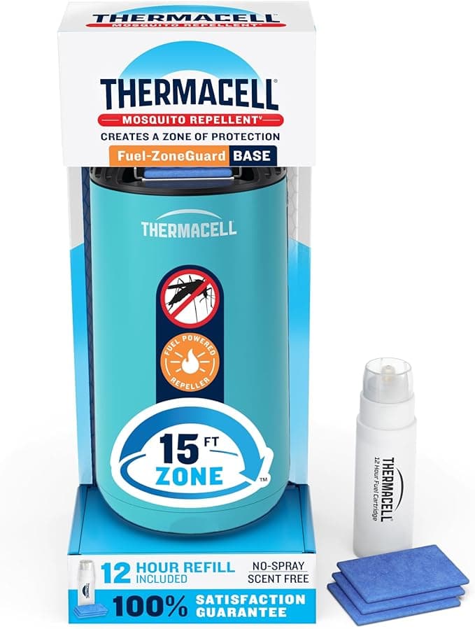 Thermacell Fuel-ZoneGuard Base Fuel Powered Mosquito Repeller; 15-Foot Zone of Scientifically Proven Outdoor Protection; Patio Shield; 12-Hr Refill; DEET-Free