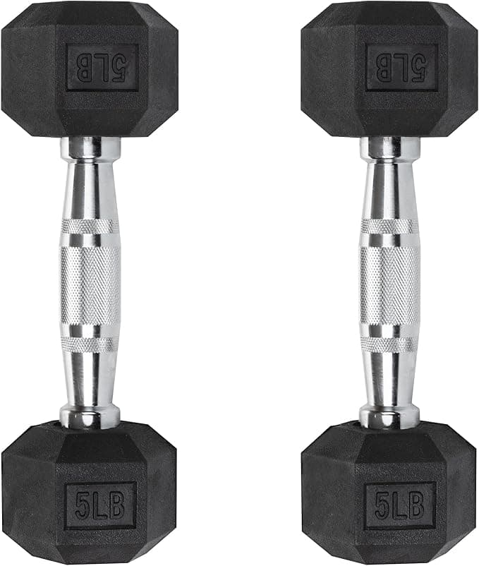 Iron Crush Hex Dumbbells - Heavy Duty PVC Coated with Chrome-Plated Knurled Handles, Sold in Pairs
