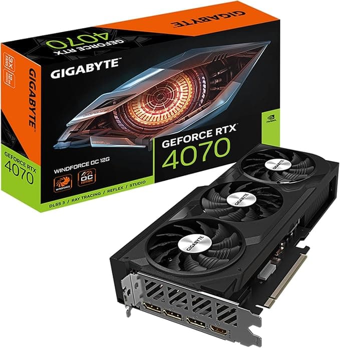 Gigabyte GeForce RTX 4070 WINDFORCE OC 12G Graphics Card, 3X WINDFORCE Fans, 12GB 192-bit GDDR6X