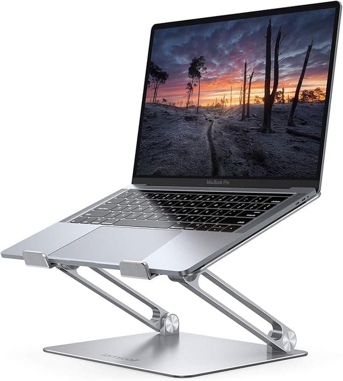 Lamicall Adjustable Laptop Stand, Portable Laptop Riser, Aluminum Foldable Stand for Desk, 10-17.3 inch Compatible, Silver