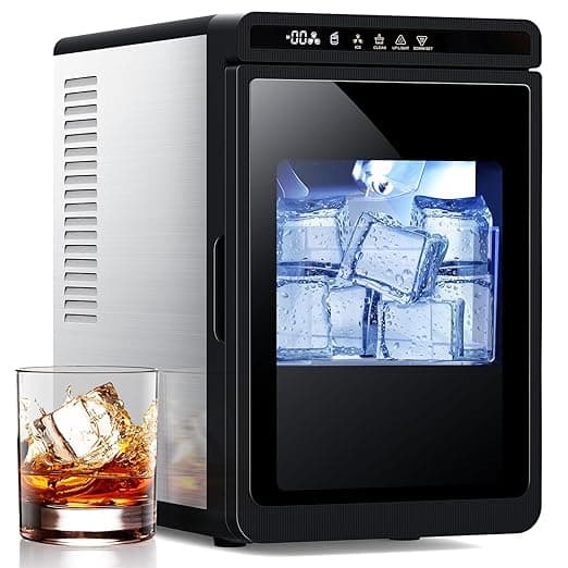 COWSAR Clear Ice Cube Maker with CrystalFlux Technology, 3 Crystal Cubes in 20Mins, 155pcs/Day, Auto-Cleaning, 24H Timer