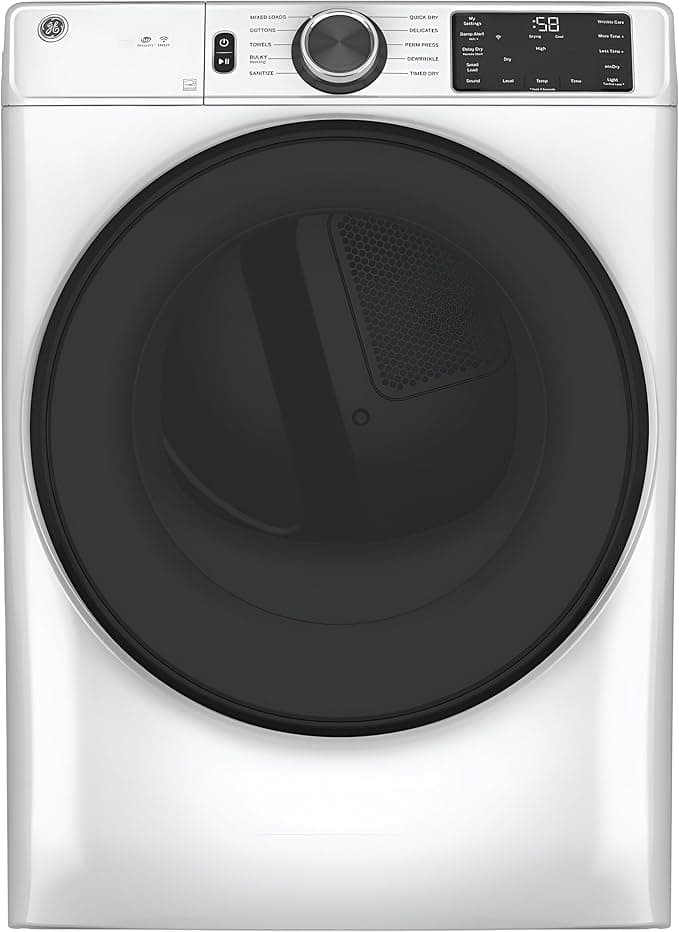 GE GFD55ESSNWW 28" Front Load Electric Dryer with 7.8 cu. ft. Capacity, Built-in WiFi, HE Sensor Dry, Sanitize Cycle