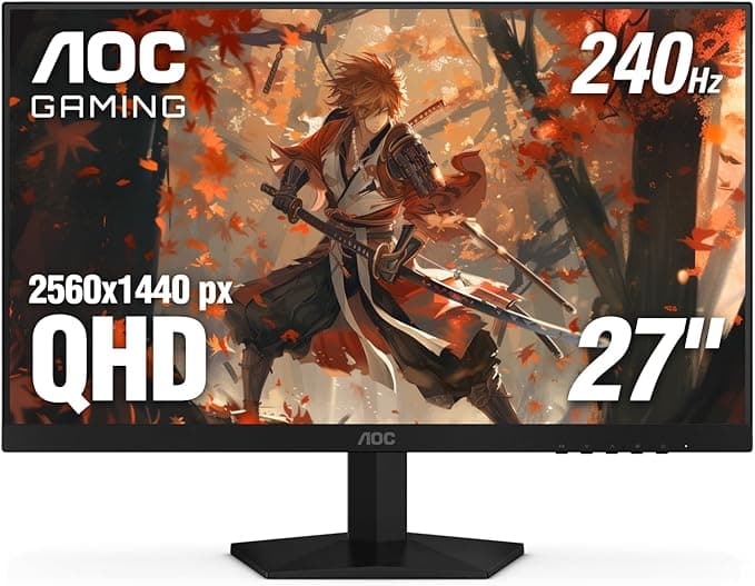 AOC Q27G41ZE 27" QHD Gaming Monitor, 240Hz 0.3ms, IPS, G-Sync Compatible, HDR Ready