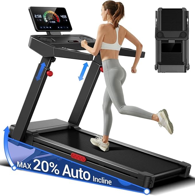 LONTEK Portable Treadmill with Auto 20% Incline, 3.5 HP Motor, 400 lb Capacity, and Wide Belt