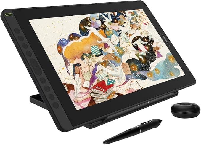 2021 HUION KAMVAS 16 Graphics Drawing Tablet with Full-Laminated Screen Anti-Glare 10 Express Keys Android Support Battery-Free Stylus 8192 Pen Pressure Tilt Adjustable Stand - 15.6 Inch Pen Display