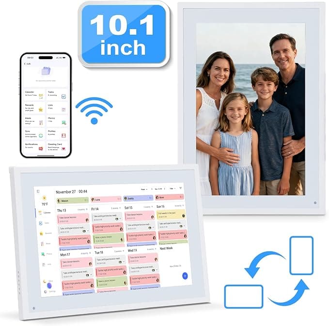 COMIX 10.1" Smart Calendar Display - Digital Family Wall Planner & Wi-Fi Chore Chart Syncs with Phones, Touch Screen Command Center