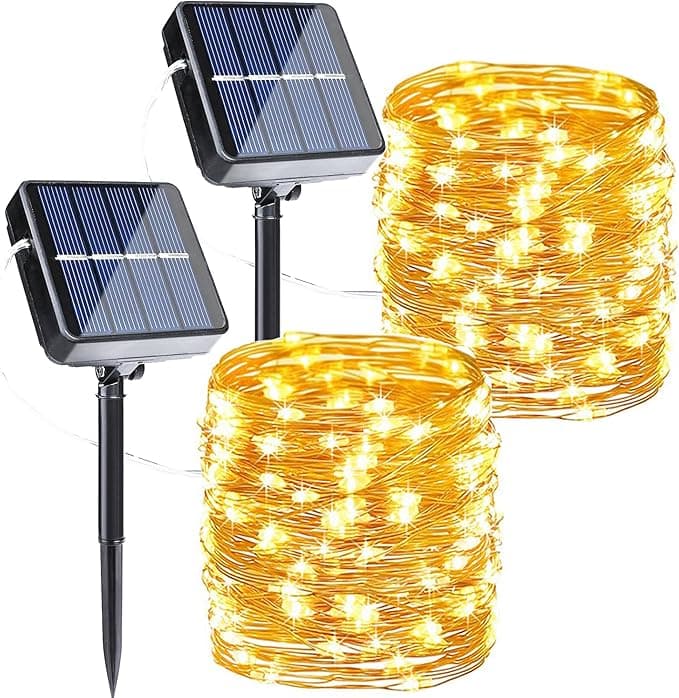 Joomer Solar Fairy Lights, 2-Pack Total 80FT 240 LED Solar String Lights Outdoor Waterproof, 8 Lighting Modes (Warm White)