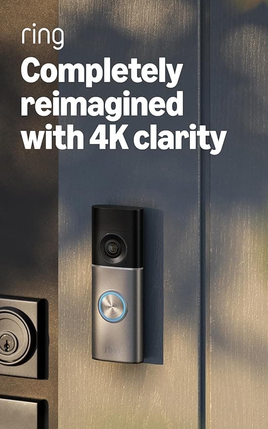 Ring Wired Doorbell Pro (newest model), Retinal 4K with wide-angle video, 10x Enhanced Zoom, Low-Light Sight, Deep Silver