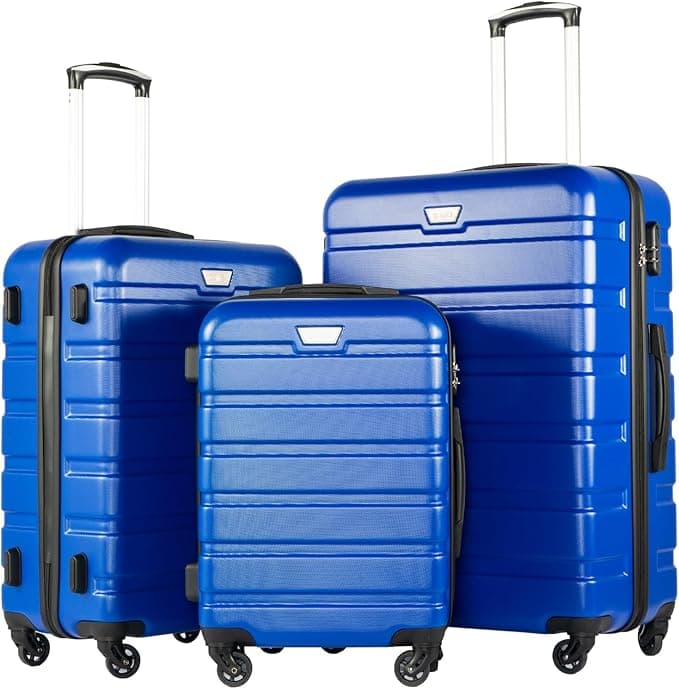 Coolife 3-Piece Lightweight Hardside Spinner Luggage Set with TSA Lock