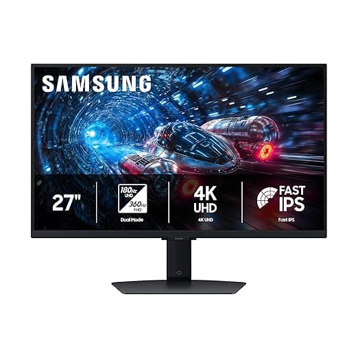 Samsung 27" Odyssey G7 G70F 4K Gaming Monitor, Dual Mode 4K 180Hz / FHD 360Hz, Fast IPS, G-Sync, FreeSync Premium