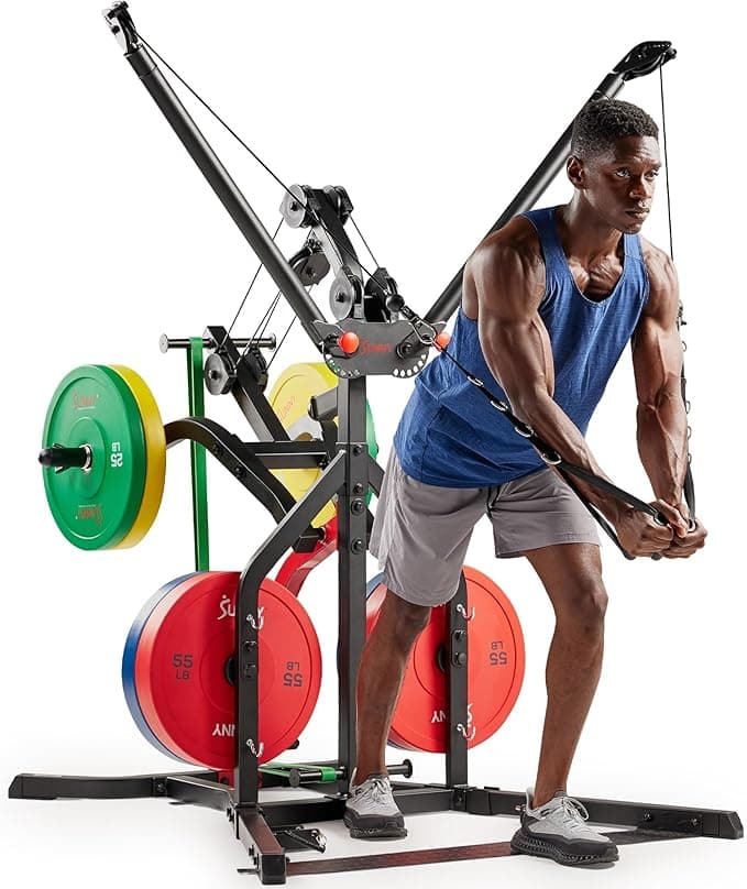 Sunny Health & Fitness Multifunctional All-in-One Pulley Cable Home Gym SF-HG92401