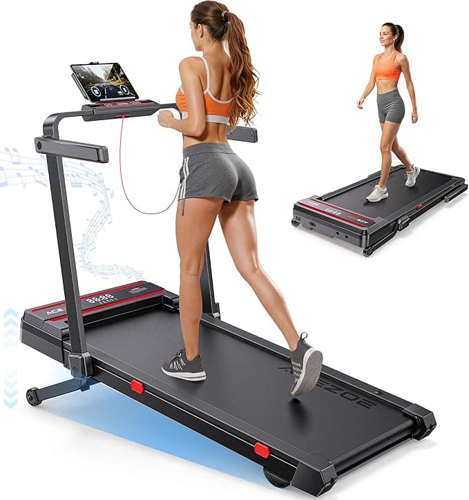 Acezoe Foldable Walking Pad with 0-15% Auto Incline, Handle Bar, 3.0 HP Motor, and 300 lb Capacity