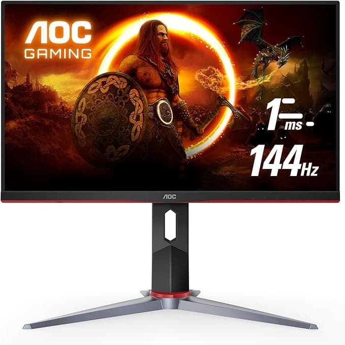 AOC 24G2 24" Frameless Gaming IPS Monitor, FHD 1080P, 1ms 144Hz, FreeSync, Height Adjustable