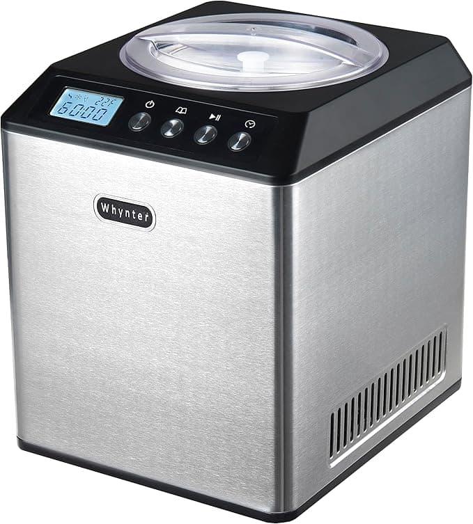 Whynter Ice Cream Maker Machine Automatic 2.1 Qt Upright with Built-In Compressor, LCD Digital Display and Timer, No Pre-Freezing, ICM-201SB, Stainless Steel