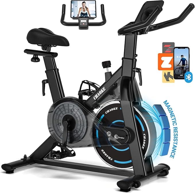 CHAOKE Magnetic Resistance Stationary Bike with App Compatibility - 350LB Capacity