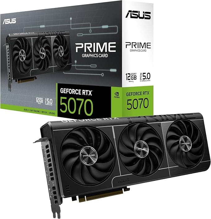 ASUS Prime GeForce RTX 5070 Graphics Card, SFF-Ready (PCIe 5.0, 12GB GDDR7, HDMI/DP 2.1, 2.5-Slot, Axial-tech Fans, Dual BIOS)
