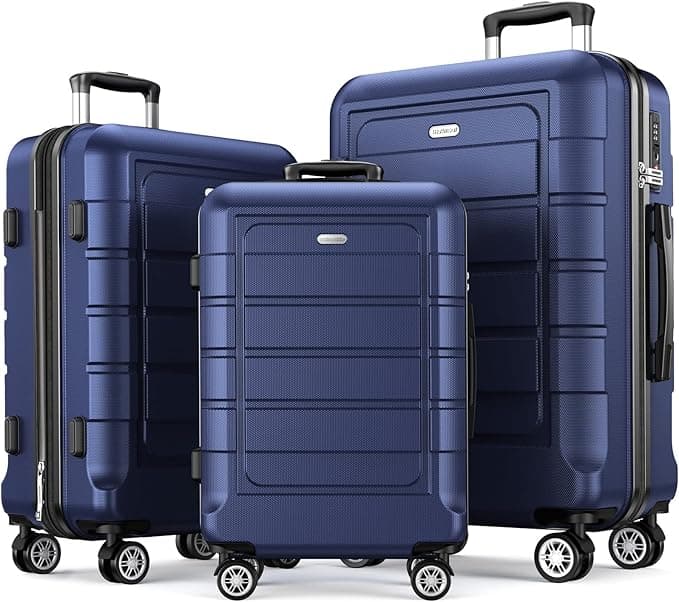 SHOWKOO Luggage Sets 3 Piece Expandable 100% PC Durable Hardshell Suitcase with Wheels TSA Lock