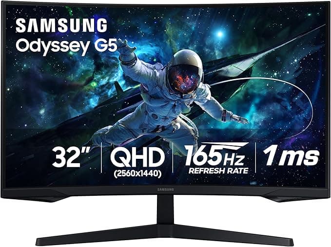 Samsung 32" Odyssey G55C QHD 1000R Curved Gaming Monitor, 165Hz, 1ms, HDR10, FreeSync