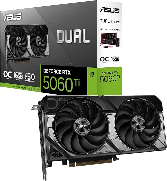 ASUS Dual GeForce RTX 5060 Ti 16GB GDDR7 OC Edition Graphics Card (PCIe 5.0, DLSS 4, HDMI 2.1b, DisplayPort 2.1b)