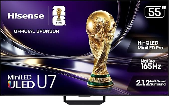 Hisense 55" U7 Mini-LED ULED 4K Smart Google TV (55U7SG, 2026 NEW) — Native 165Hz, VRR 330, IMAX Enhanced, Hi-QLED