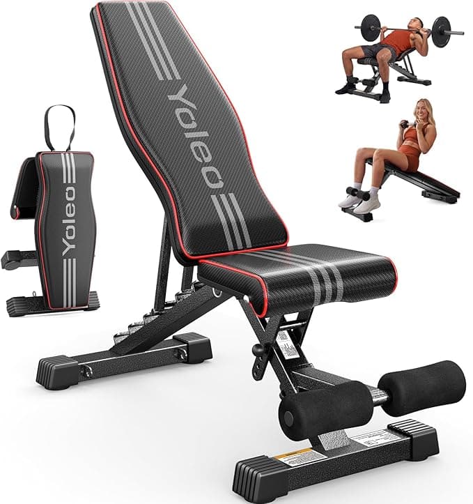 YOLEO Adjustable Weight Bench for Home Gym, ASTM-Certified 827LBS, 98% Pre-Assembled, Foldable with 84 Positions