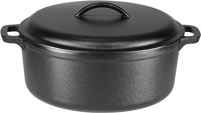 Amazon Basics 7-Quart Pre-Seasoned Cast Iron Dutch Oven with Lid and Dual Handles