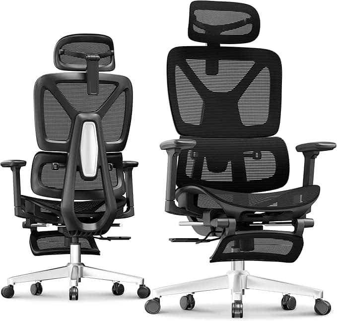 FLEXISPOT Ergoe-NEX Premium Ergonomic Office Chair with Footrest - Adjustable 3D Armrests, Dynamic Lumbar Support, Recline & Tilt Function, Mesh Seat